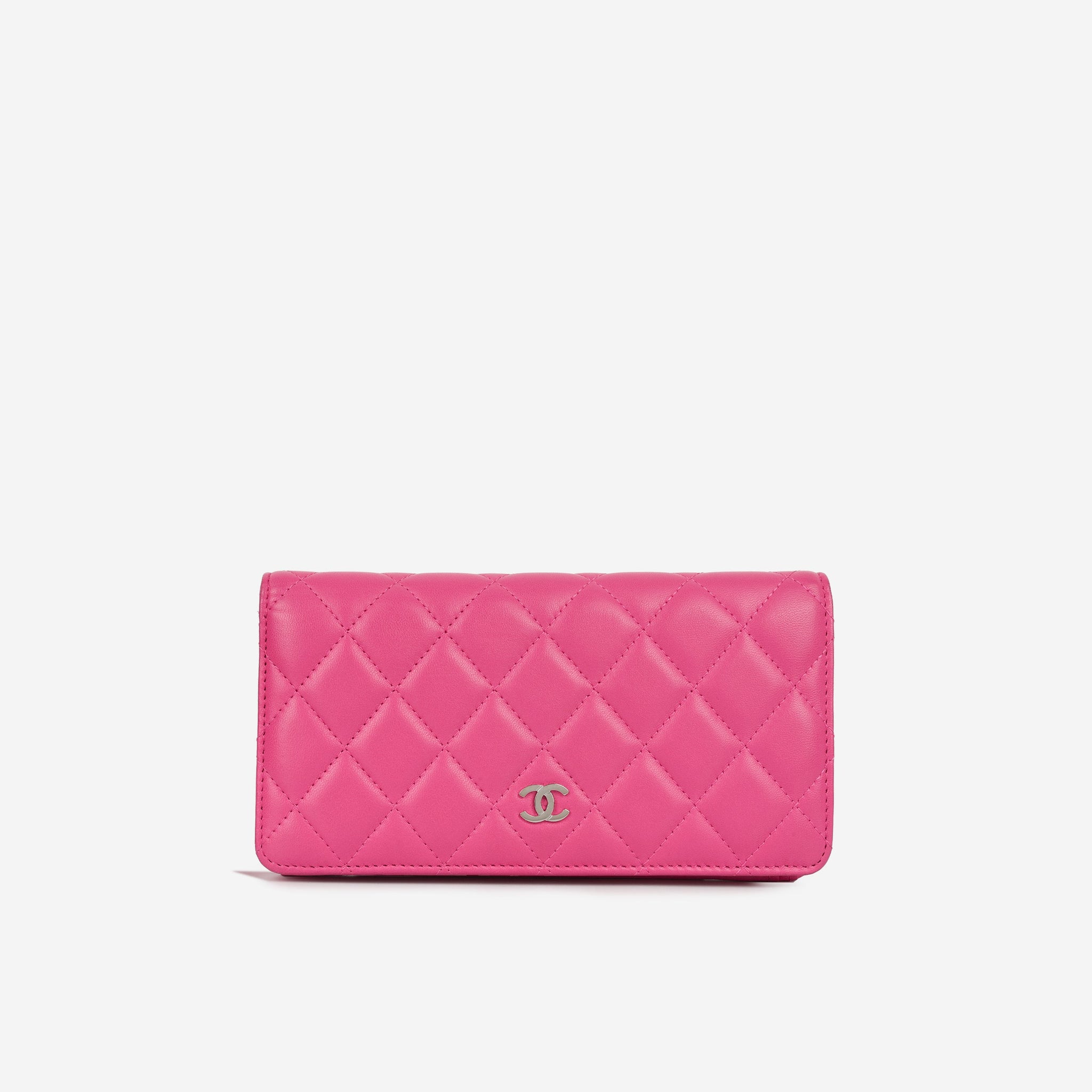 Chanel Bifold Classic Wallet Pink Lambskin Silver Hardware