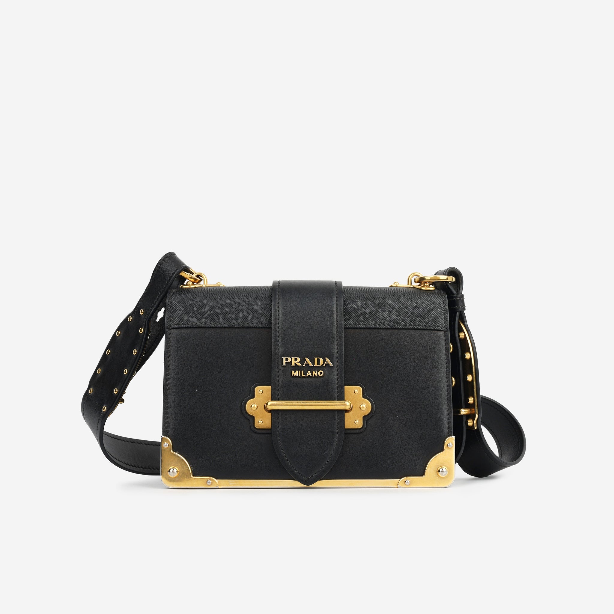 Prada Cahier Shoulder Bag Black