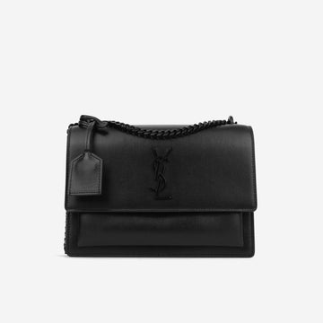 Yves Saint Laurent Medium Sunset - So Black Calfskin