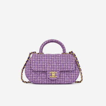 Chanel Small Top Handle Purple Sequin Tweed