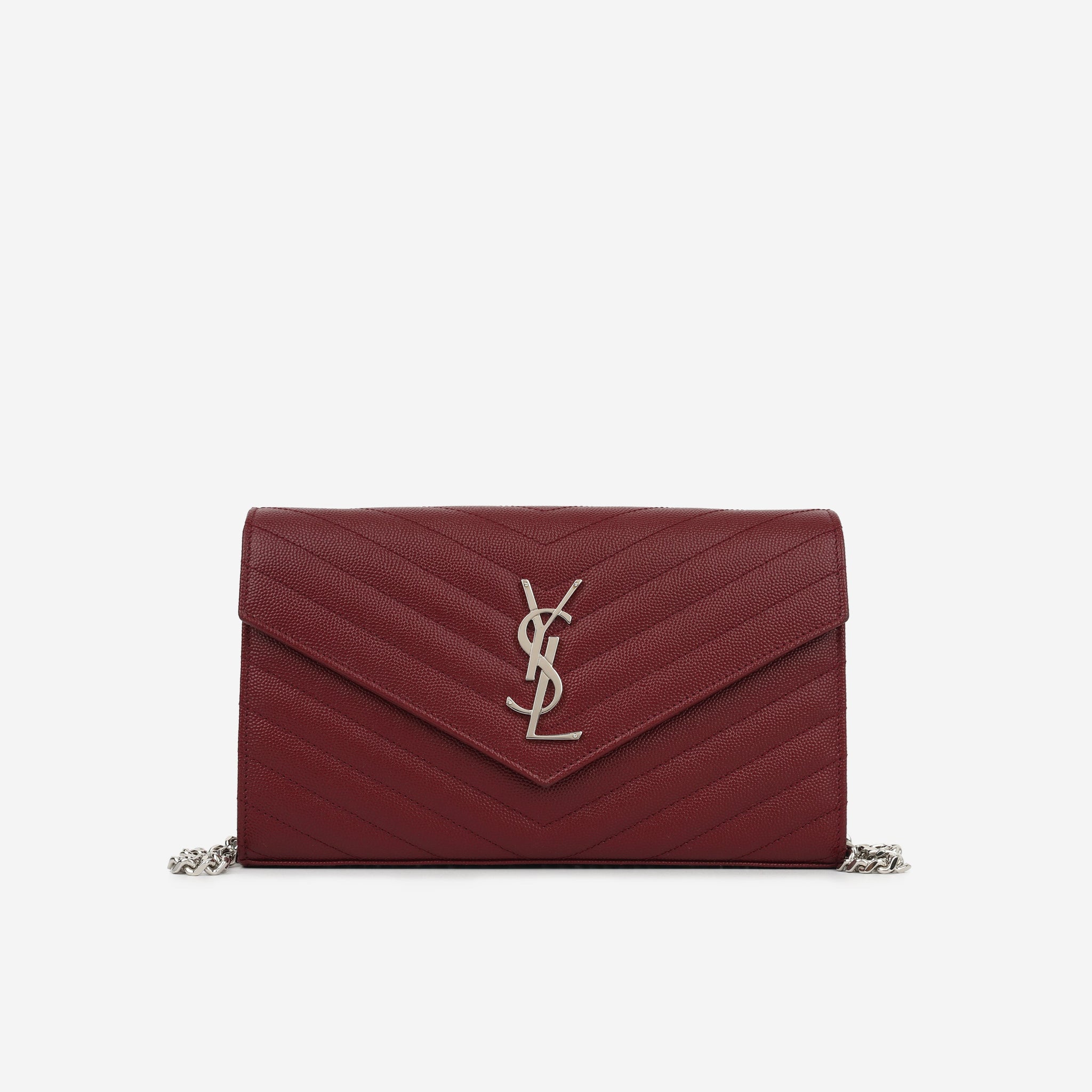 Yves Saint Laurent Cassandre Chain Wallet - Burgundy