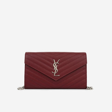 Yves Saint Laurent Cassandre Chain Wallet - Burgundy