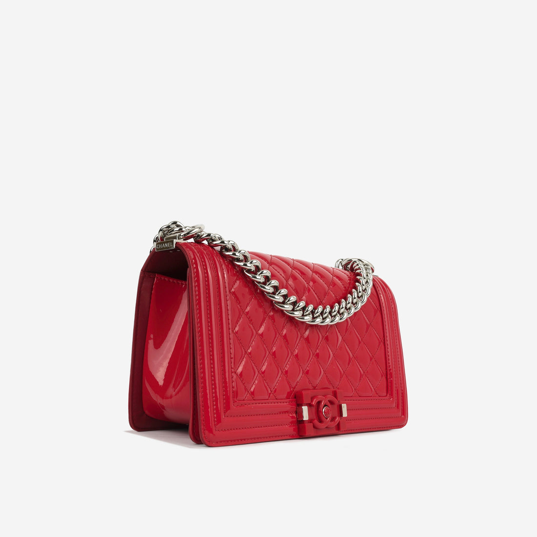 Chanel Boy Bag Old Medium Red Patent
