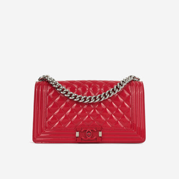 Chanel Boy Bag Old Medium Red Patent