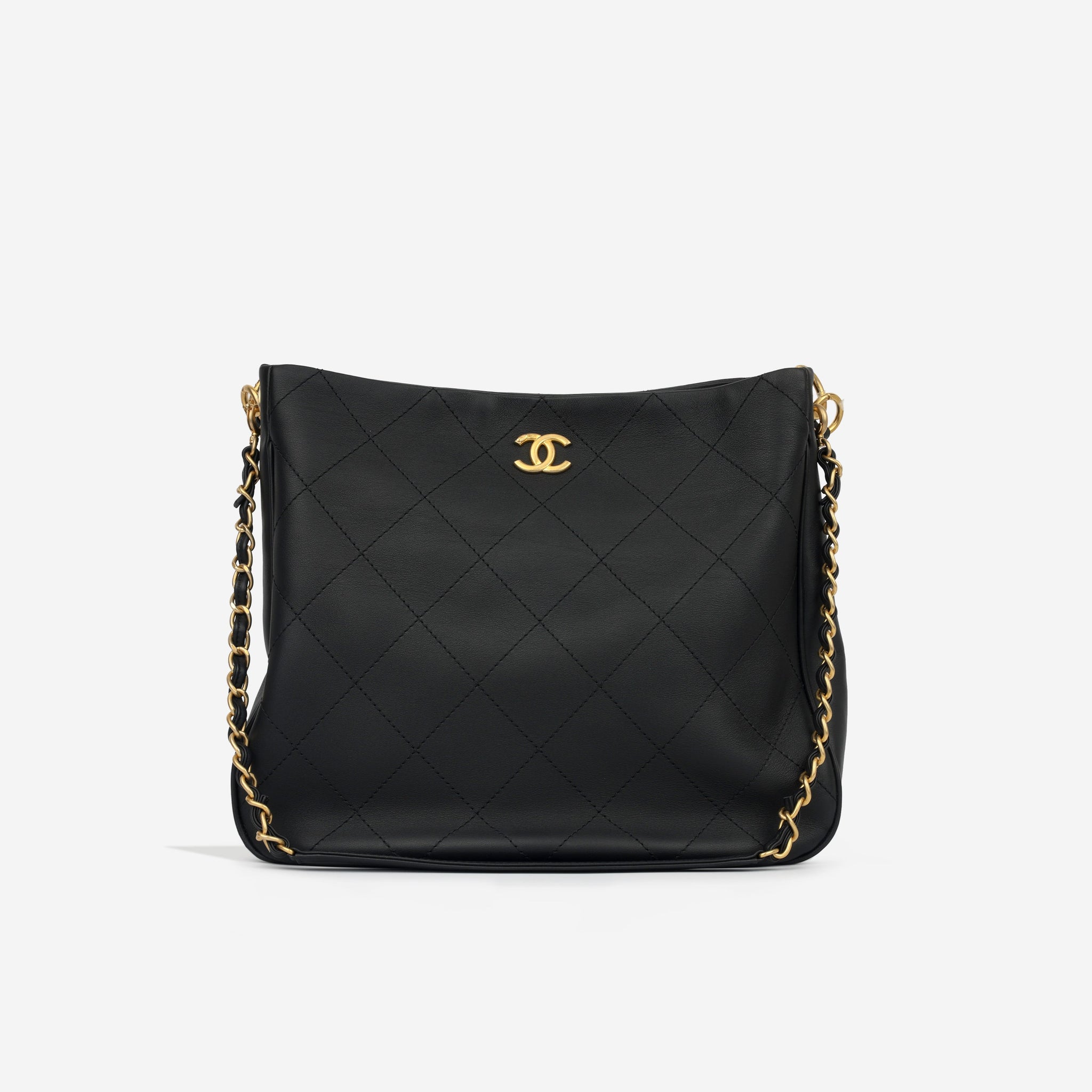 Chanel Hobo Shoulder Bag Black Calfskin