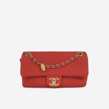 Chanel Chevron Medallion Flap Red Chevron