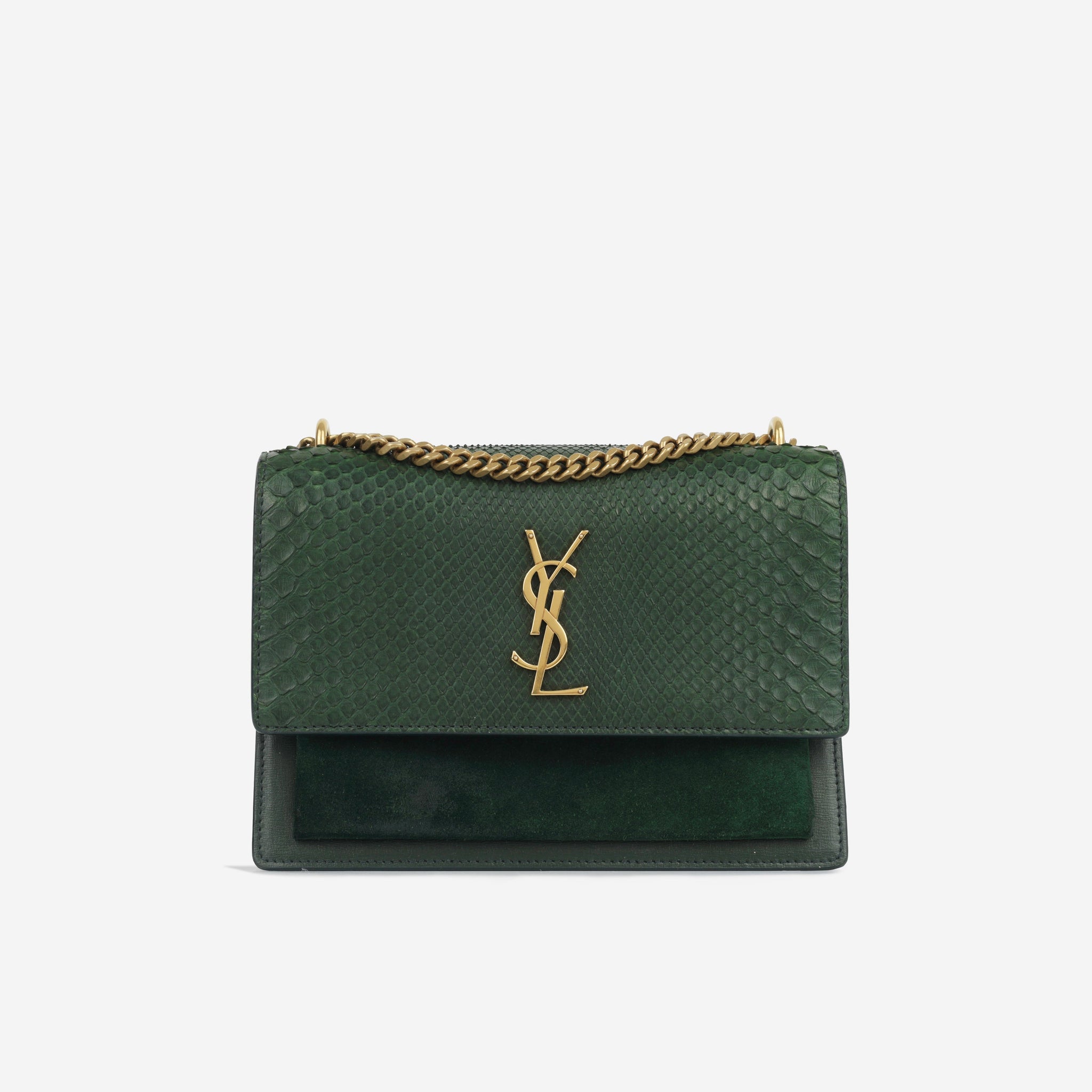 Yves Saint Laurent Medium Sunset - Green Python