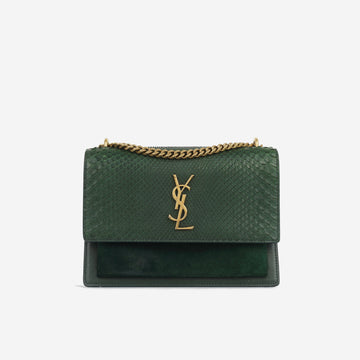 Yves Saint Laurent Medium Sunset - Green Python
