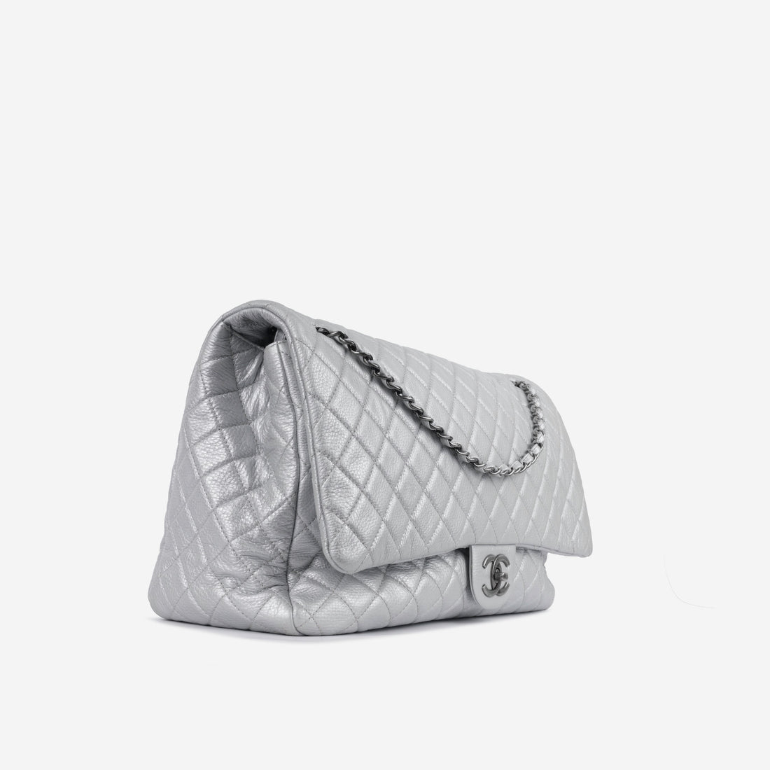 Chanel XXL Airline Flap Silver Calfskin Ruthenium Hardware