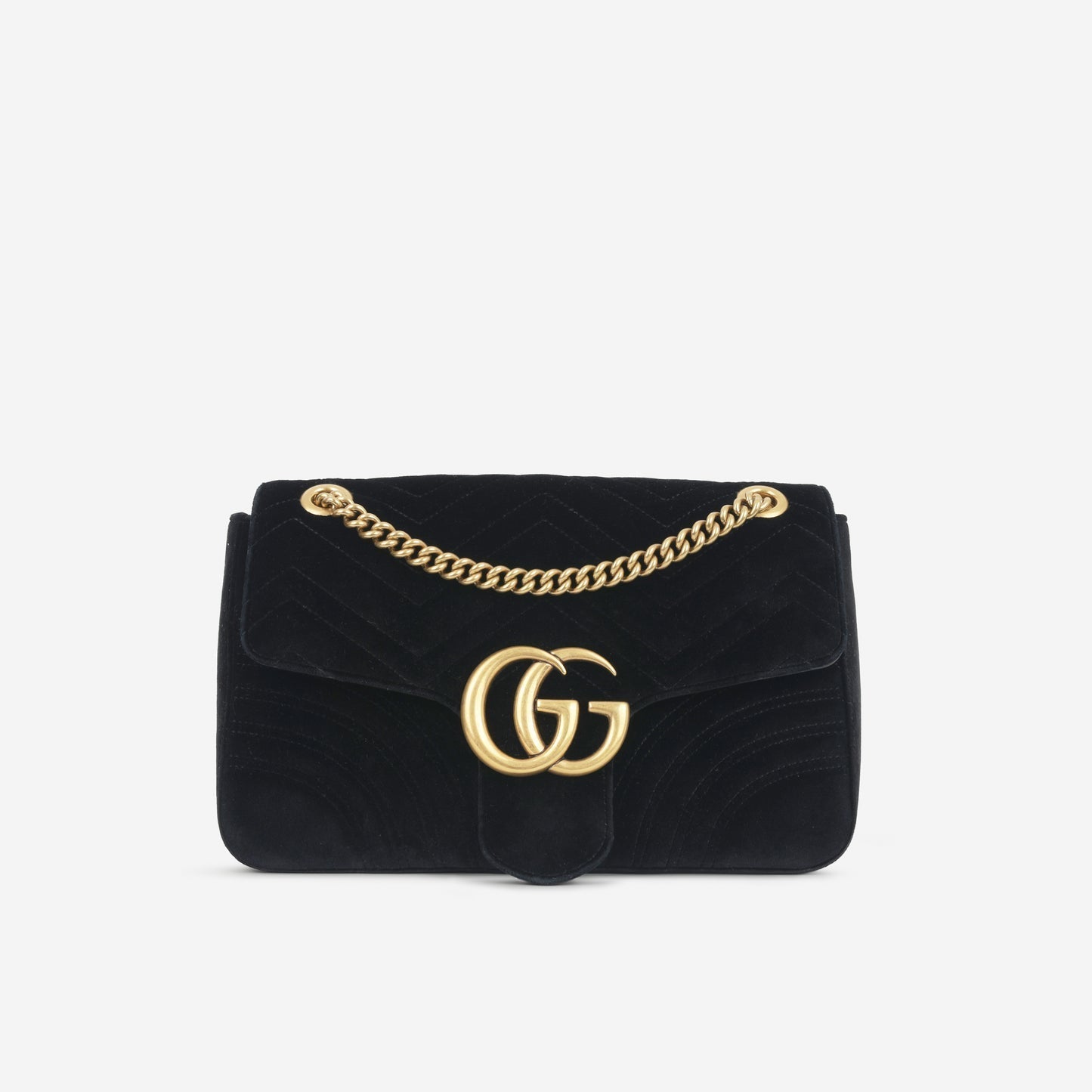 Gucci Gucci - GG Marmont Shoulder Bag - Black Velvet GHW -