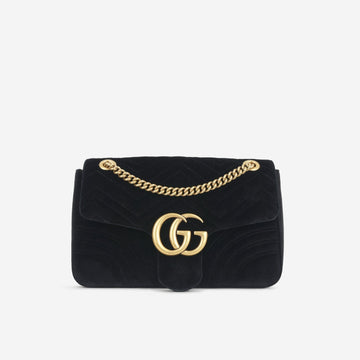 Gucci Gucci - GG Marmont Shoulder Bag - Black Velvet GHW -