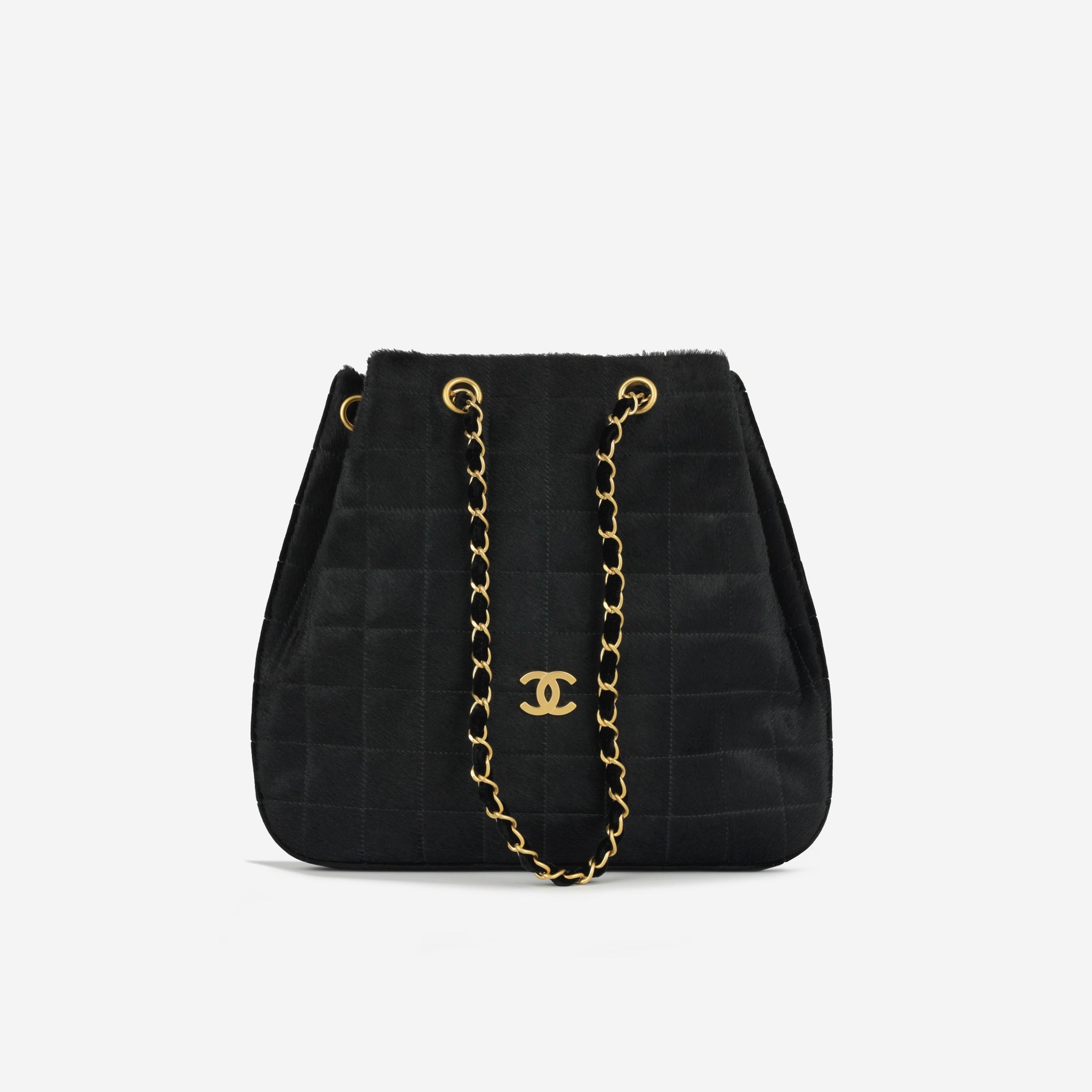 Chanel Vintage Chocolate Bar Drawstring Tote