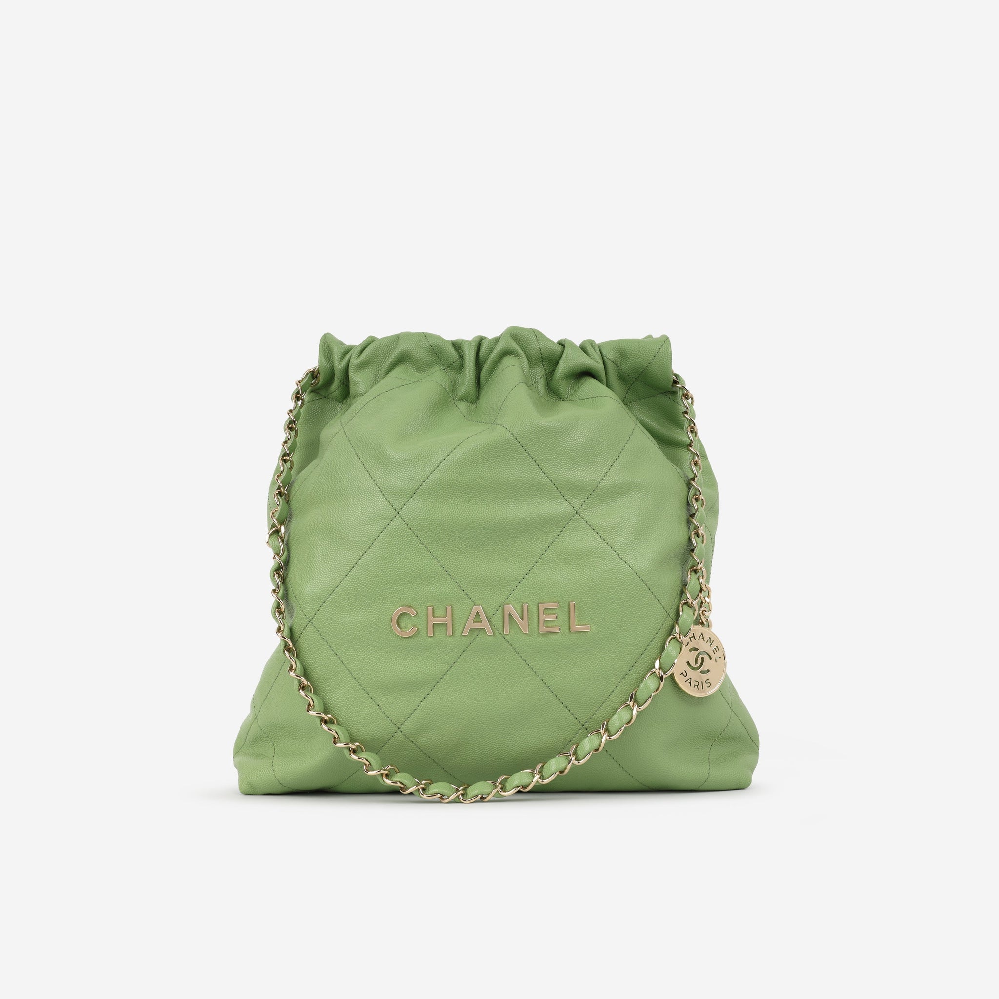 Chanel Small 22 Tote Avocado Green Champagne Gold Hardware