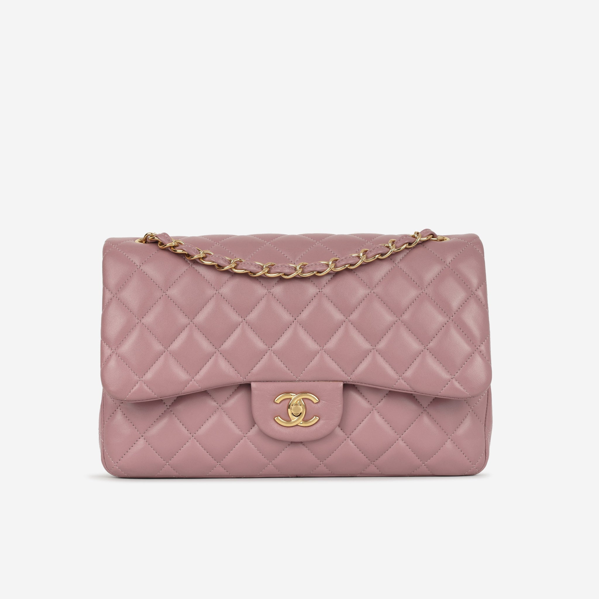 Chanel Jumbo Classic Flap Mauve Lambskin Champagne Gold Hardware