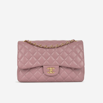 Chanel Jumbo Classic Flap Mauve Lambskin Champagne Gold Hardware