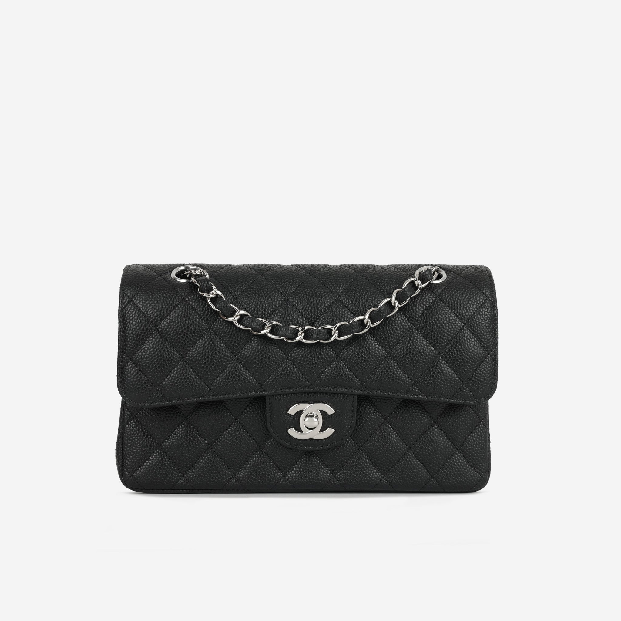 Chanel Small Classic Flap Black Caviar Silver Hardware