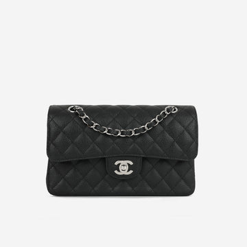 Chanel Small Classic Flap Black Caviar Silver Hardware