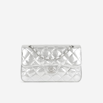 Chanel Classic Flap Silver Hammered Metallic Calfskin