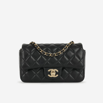 Chanel Slim Mini Rectangular Black Lambskin Champagne Gold Hardware