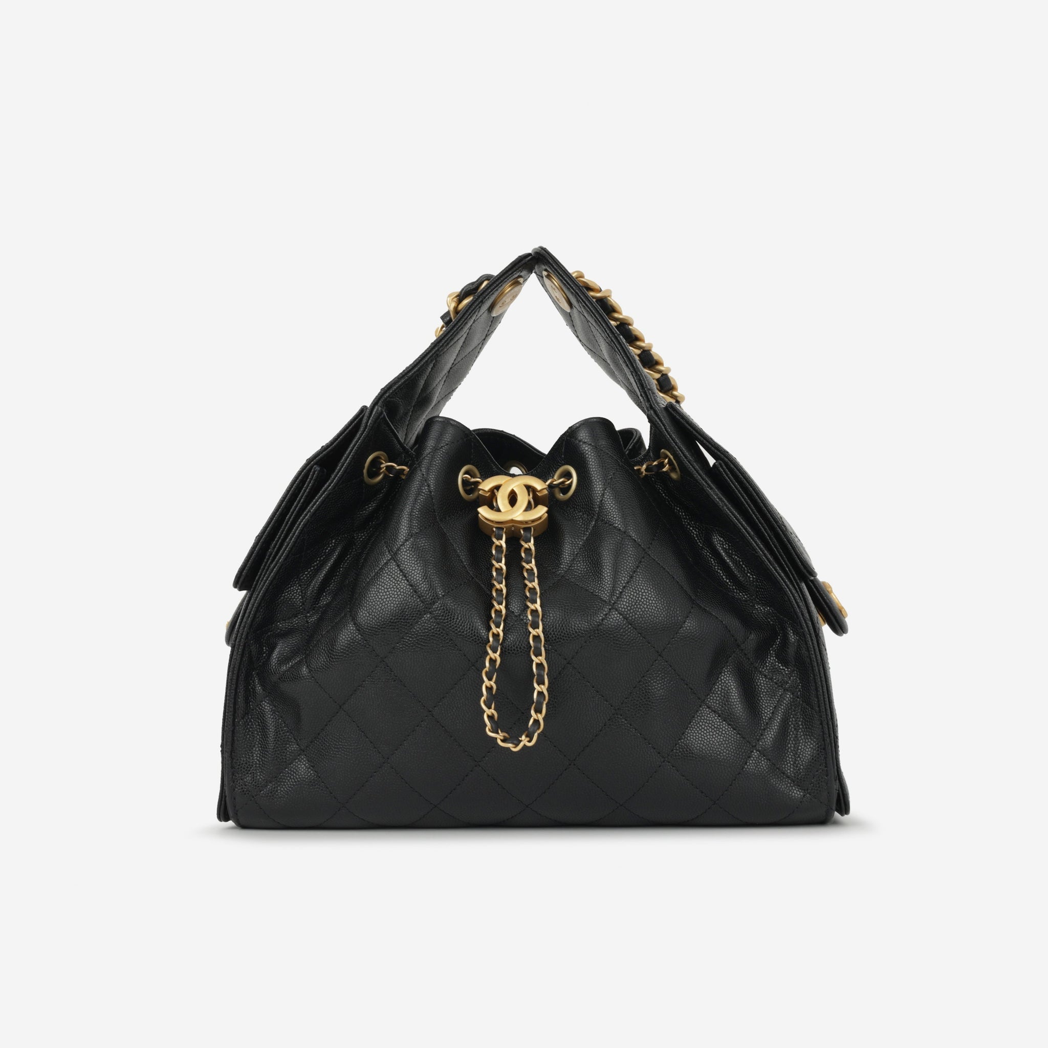 Chanel Small 25 Hobo Black Caviar Gold Hardware