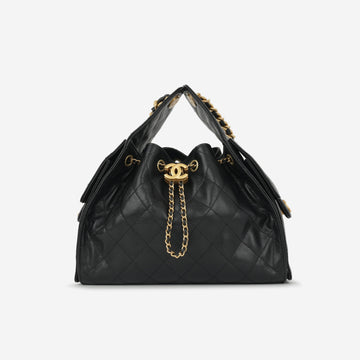 Chanel Small 25 Hobo Black Caviar Gold Hardware