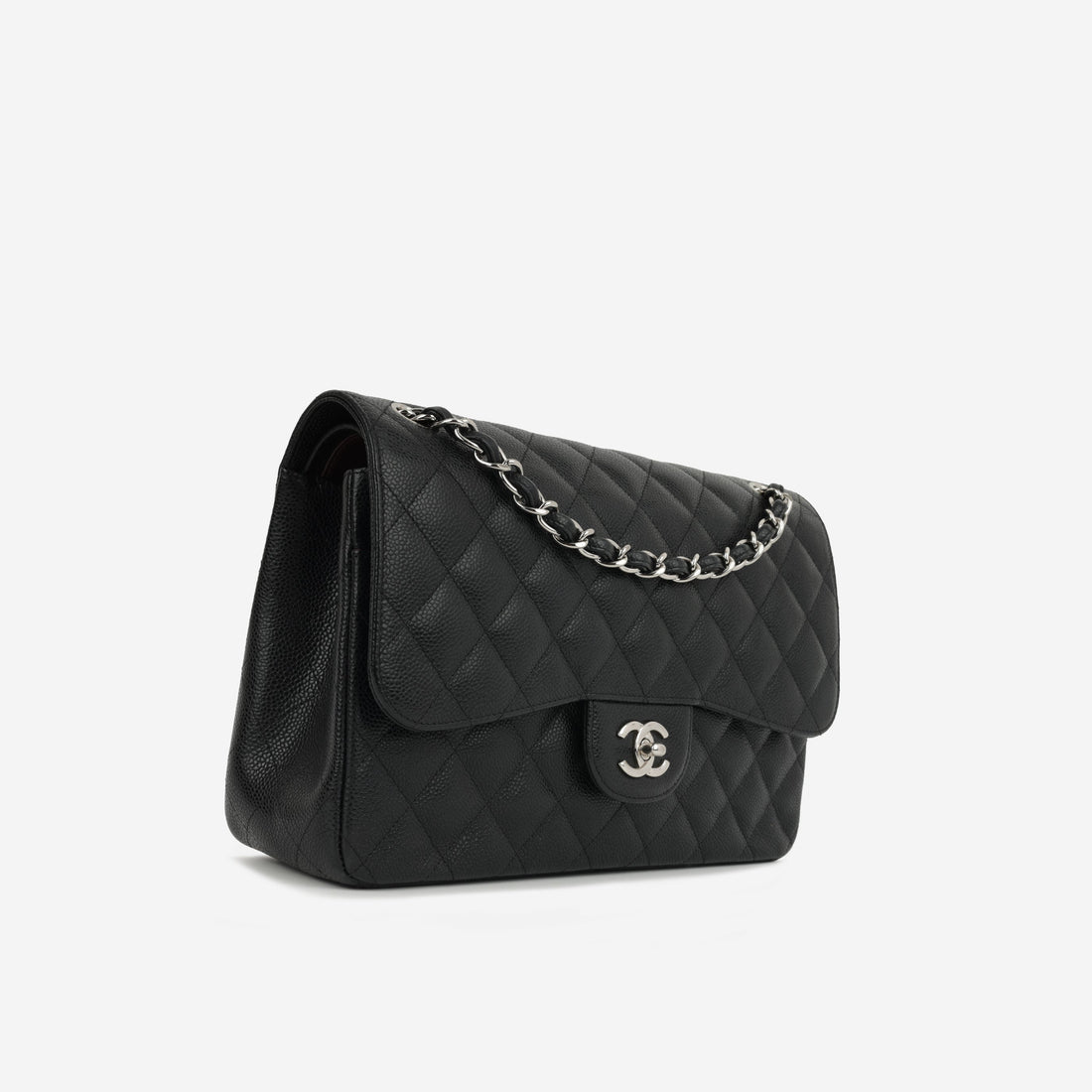 Chanel Classic Jumbo Double Flap Black Caviar Silver Hardware