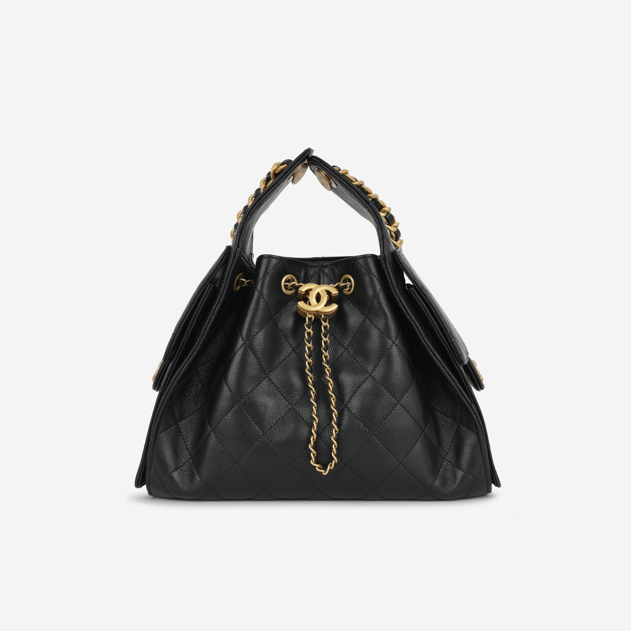 Chanel Small 25 Hobo Black Caviar Gold Hardware