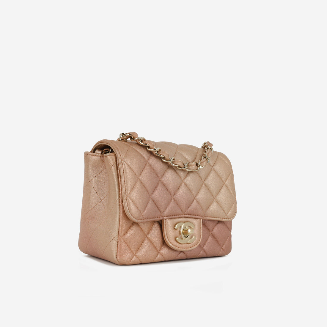 Chanel Mini Square Iridescent Pink Ombre Gold Hardware