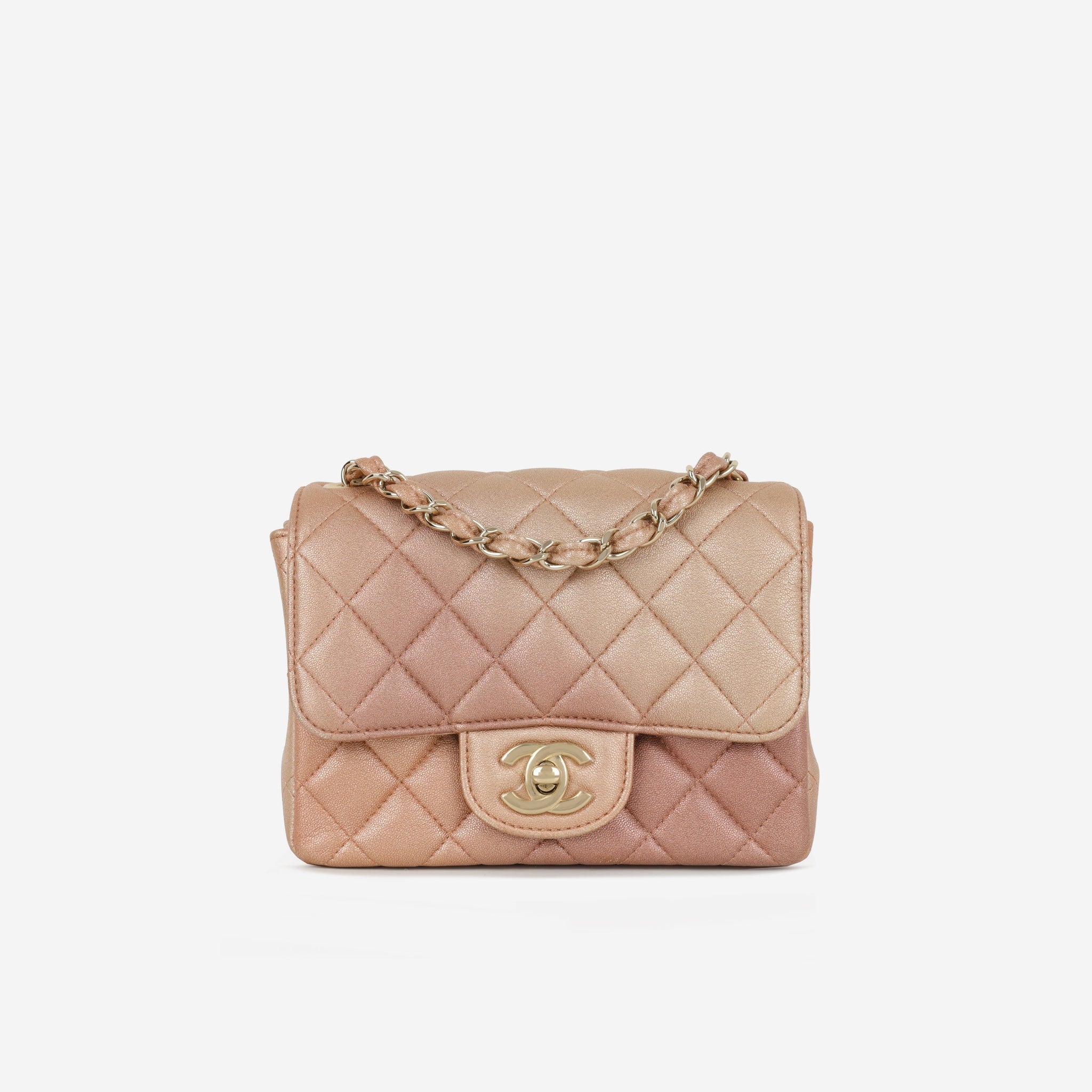 Chanel Mini Square Iridescent Pink Ombre Gold Hardware
