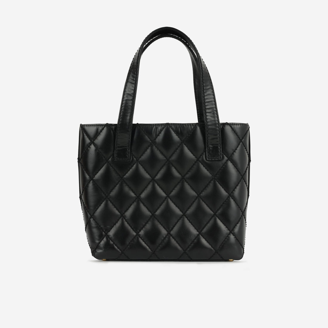 Chanel Small Surpique Stitch Tote Black Calfskin