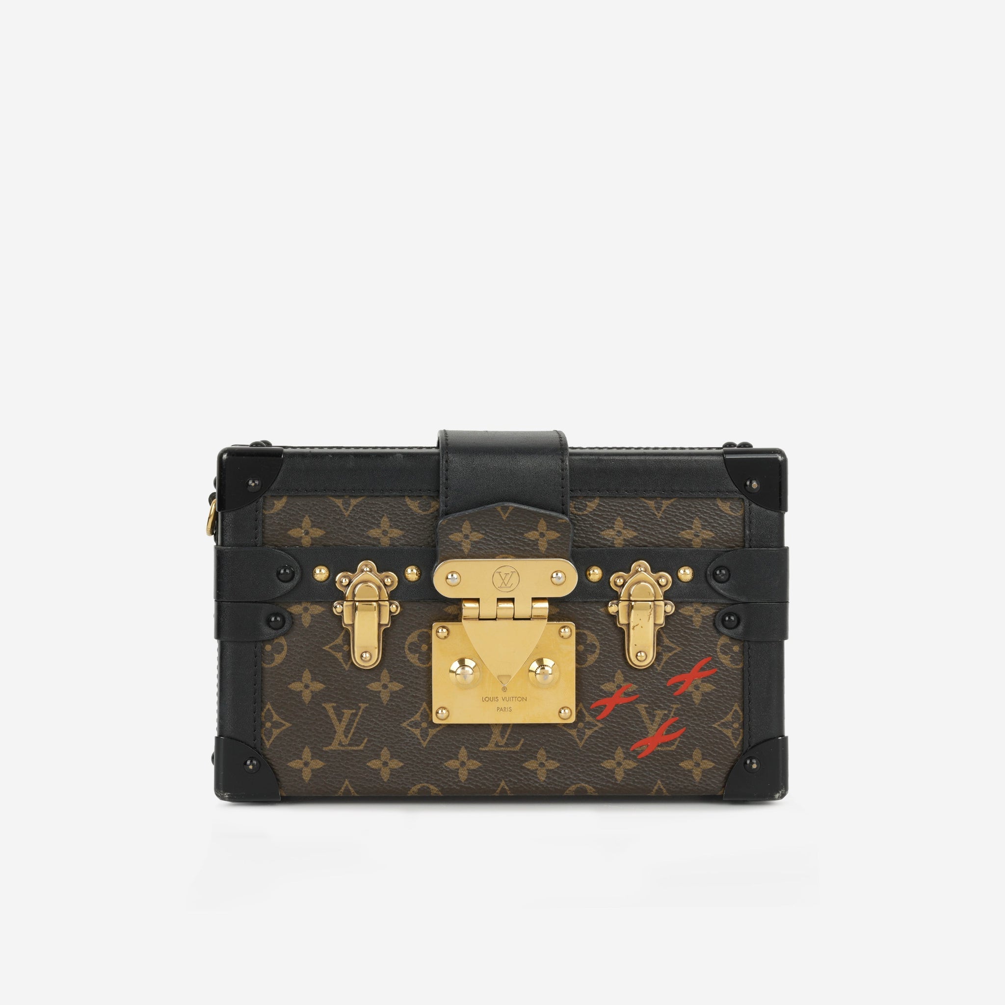 Louis Vuitton Petite Malle Monogram Canvas / Black Trim Gold Hardware