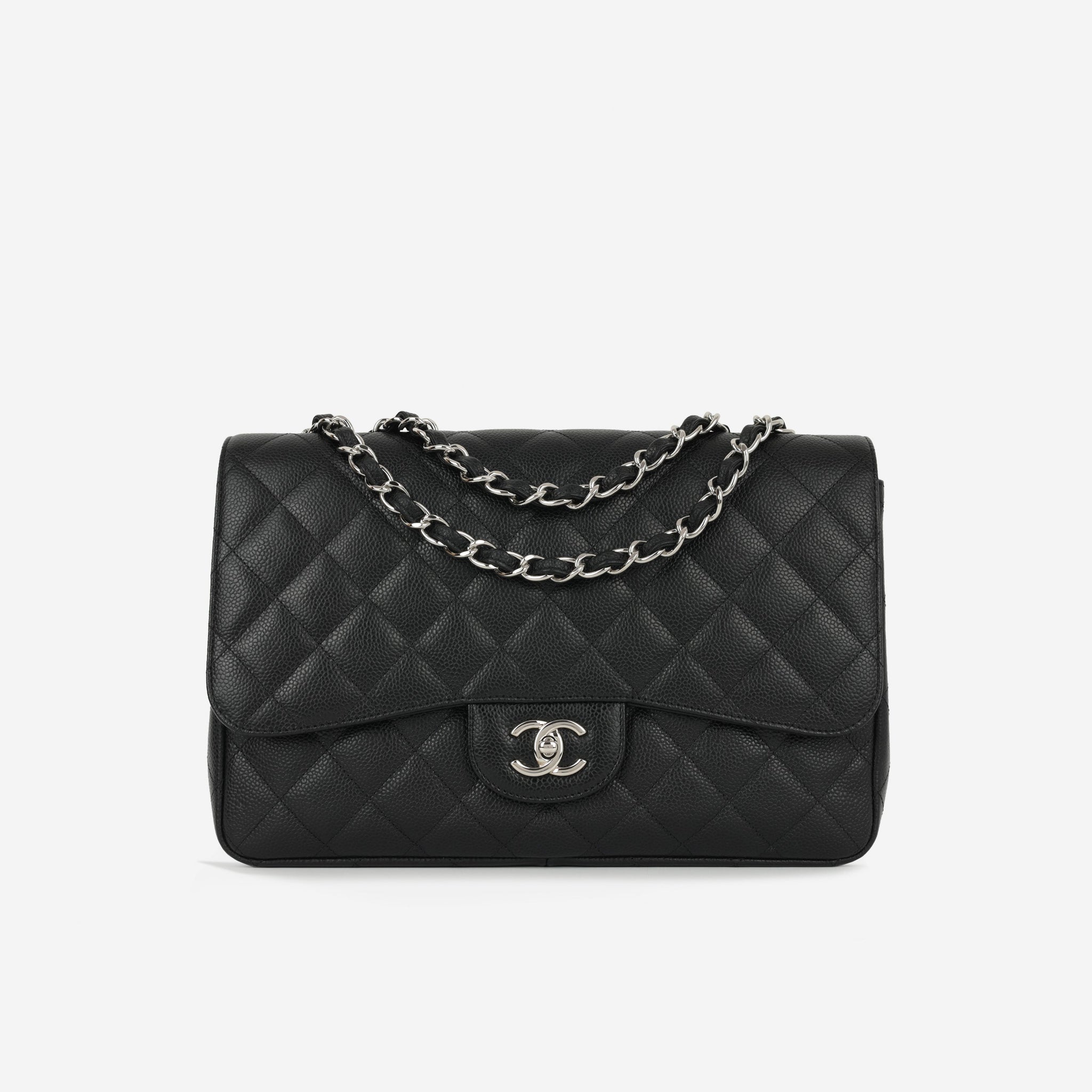 Chanel Classic Flap Bag Jumbo Classic Single Flap Silver Hardware