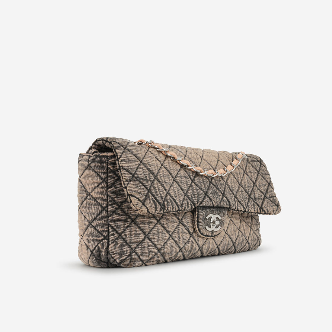 Chanel 20c Seasonal Jumbo Flap Rose Clair / Black Denimpression  Silver Hardware