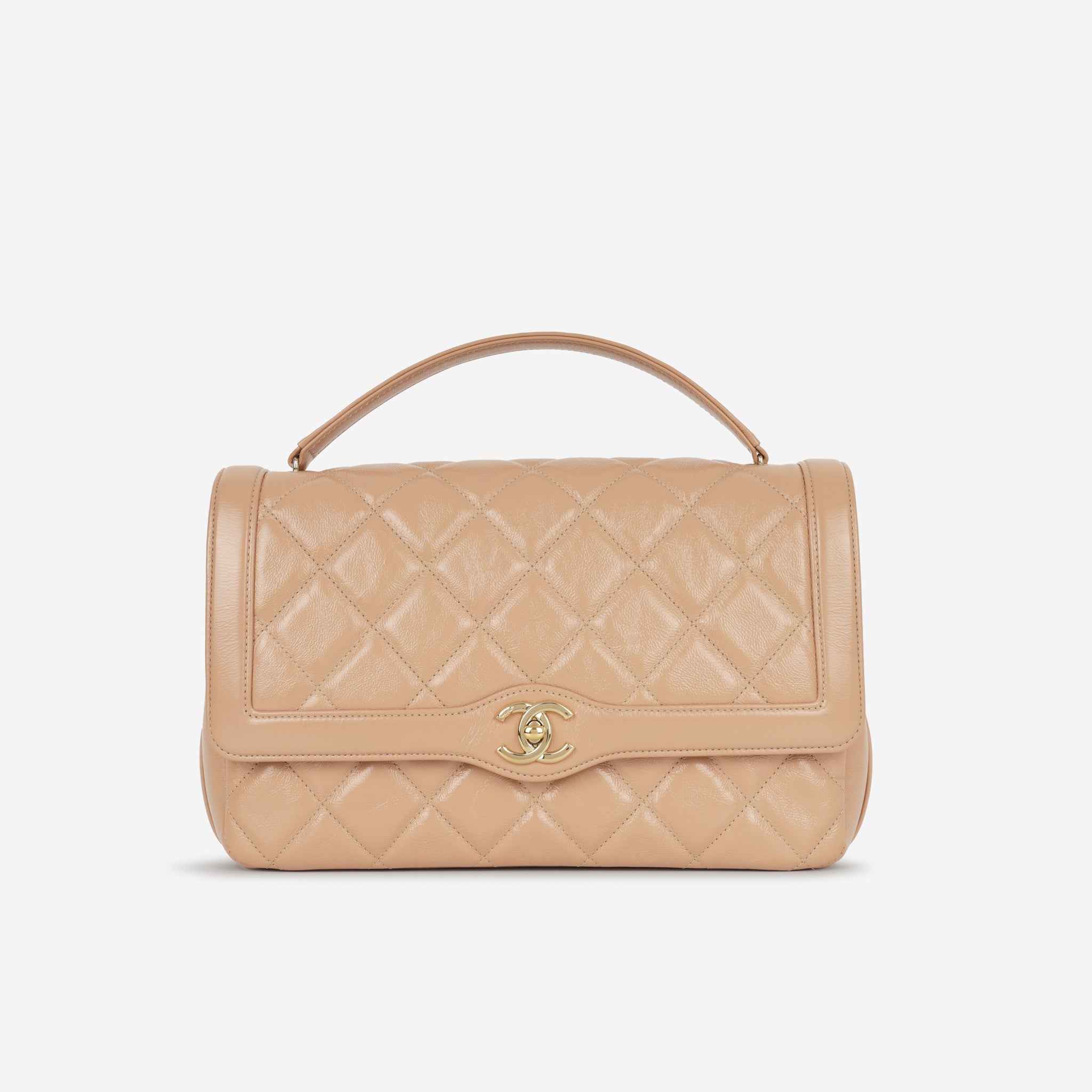 Chanel Hold The Line Flap Caramel Shiny Crumpled Calfskin Gold Hardware