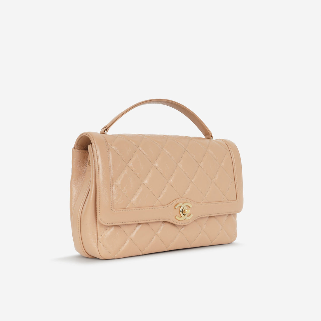 Chanel Hold The Line Flap Caramel Shiny Crumpled Calfskin Gold Hardware
