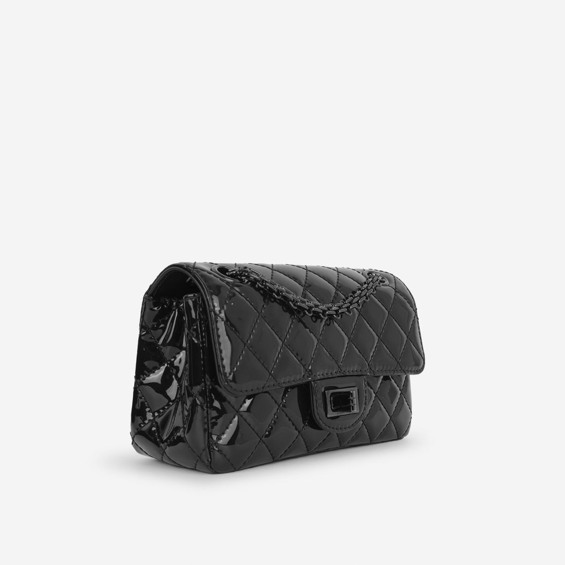 Chanel 2.55 Reissue 224 So Black  Black Patent Black Hardware