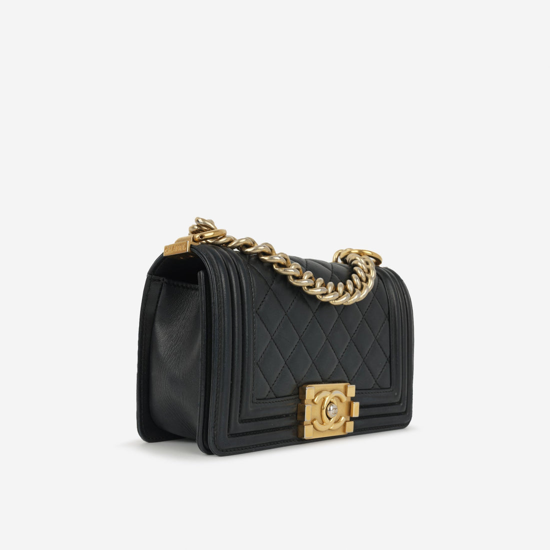 Chanel Small Boy Bag Black Lambskin Gold Hardware