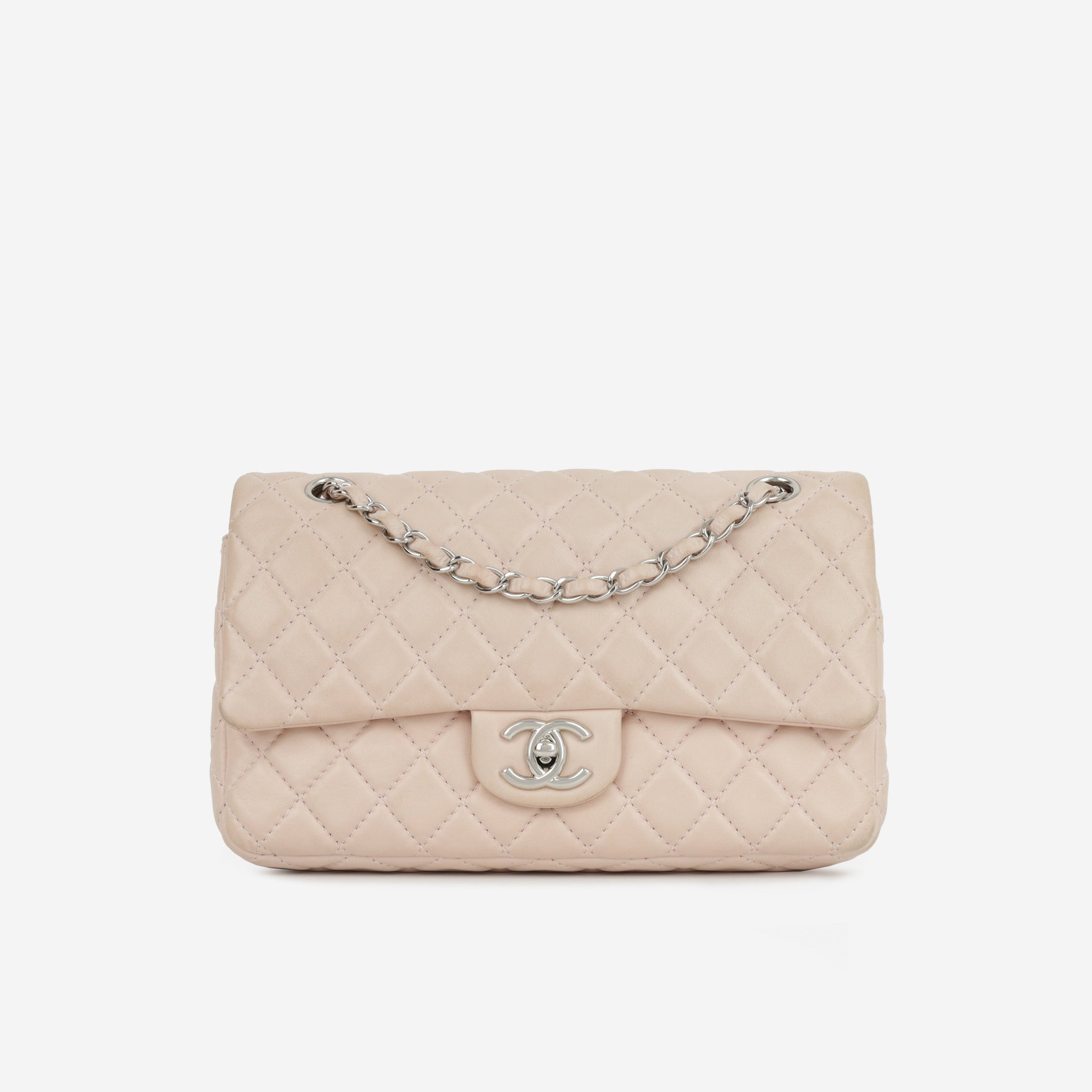Chanel Seasonal Medium Flap Bag Pink Lambskin Silver Hardware