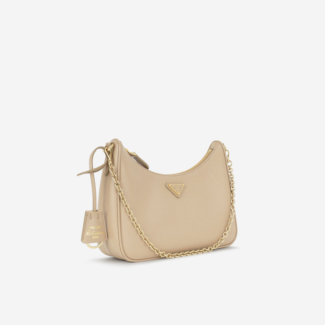 Prada Re-Edition 2005 Cameo Beige Saffiano Gold Hardware