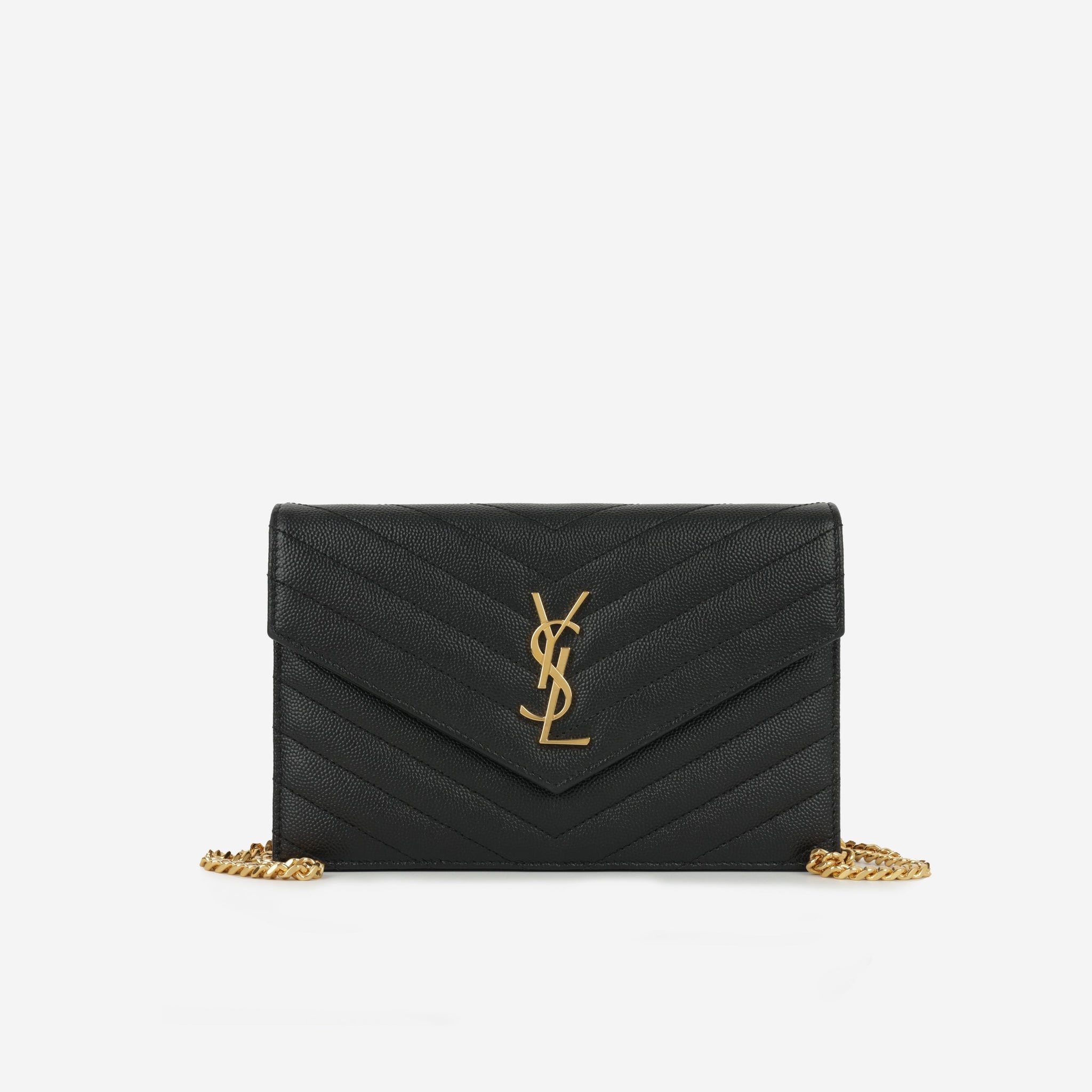 Yves Saint Laurent Saint Laurent Mini Cassandre WOC – Black Grained Calfskin | Gold Hardware