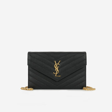 Yves Saint Laurent Saint Laurent Mini Cassandre WOC – Black Grained Calfskin | Gold Hardware