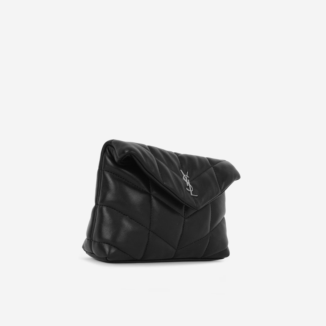 Yves Saint Laurent Saint Laurent Puffy Pouch - Black Lambskin | Silver Hardware