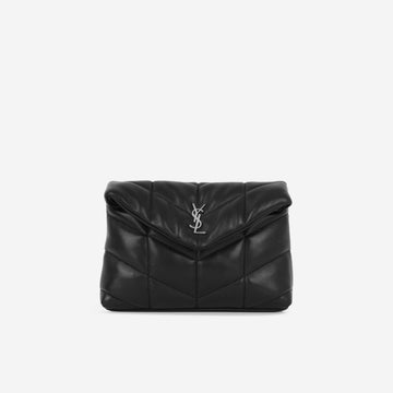 Yves Saint Laurent Saint Laurent Puffy Pouch - Black Lambskin | Silver Hardware