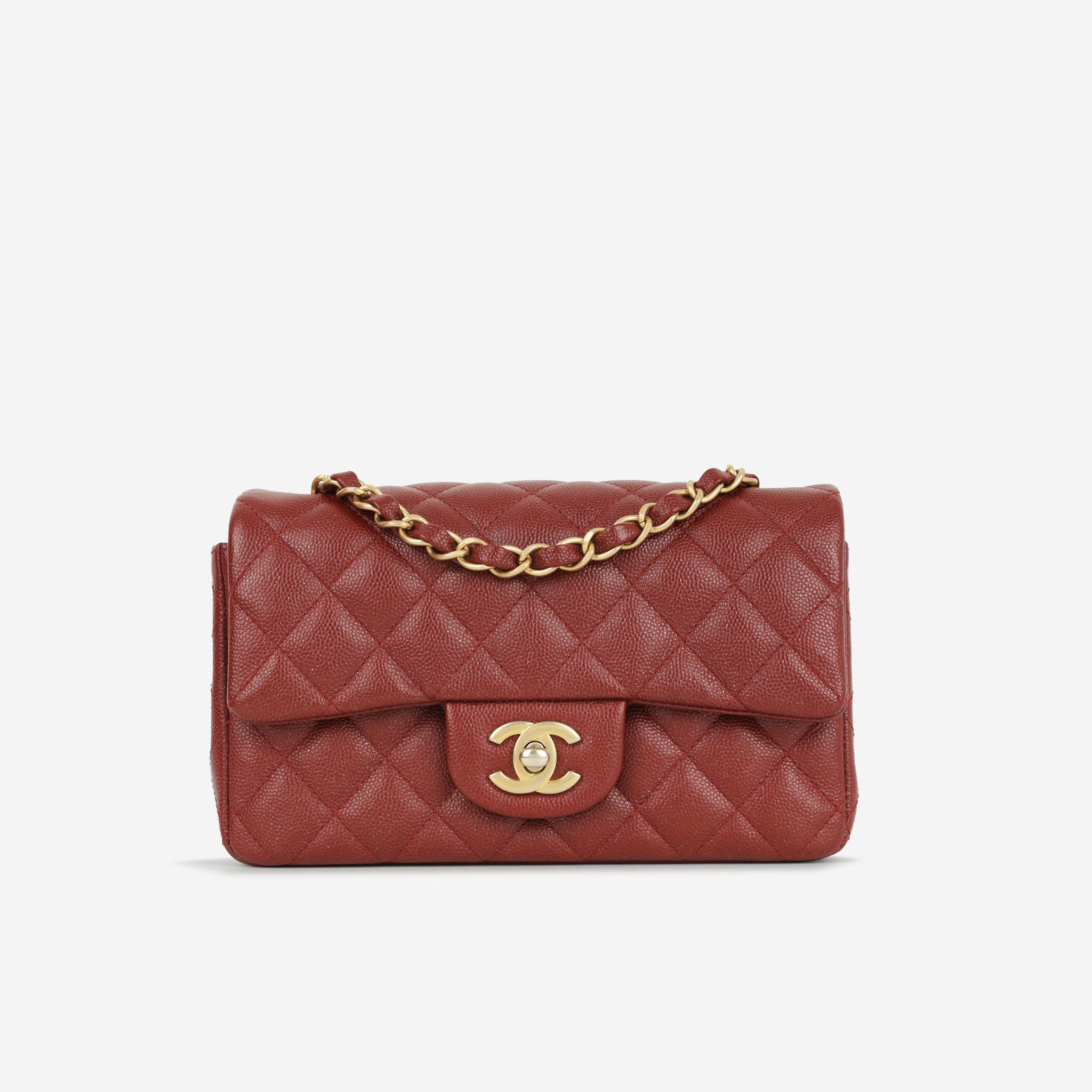 Chanel Mini Flap Rectangular Burgundy Caviar Gold Hardware