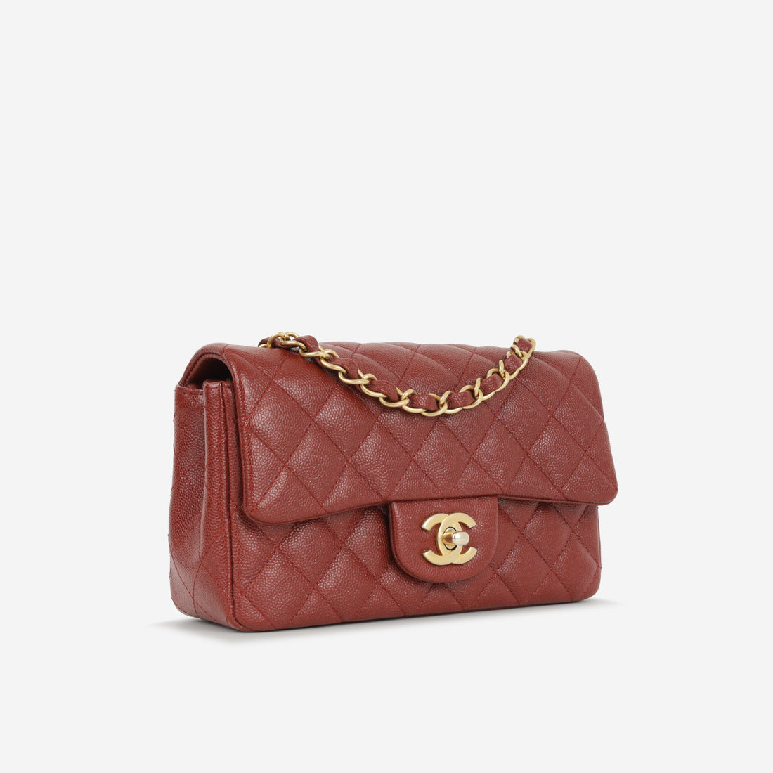 Chanel Mini Flap Rectangular Burgundy Caviar Gold Hardware