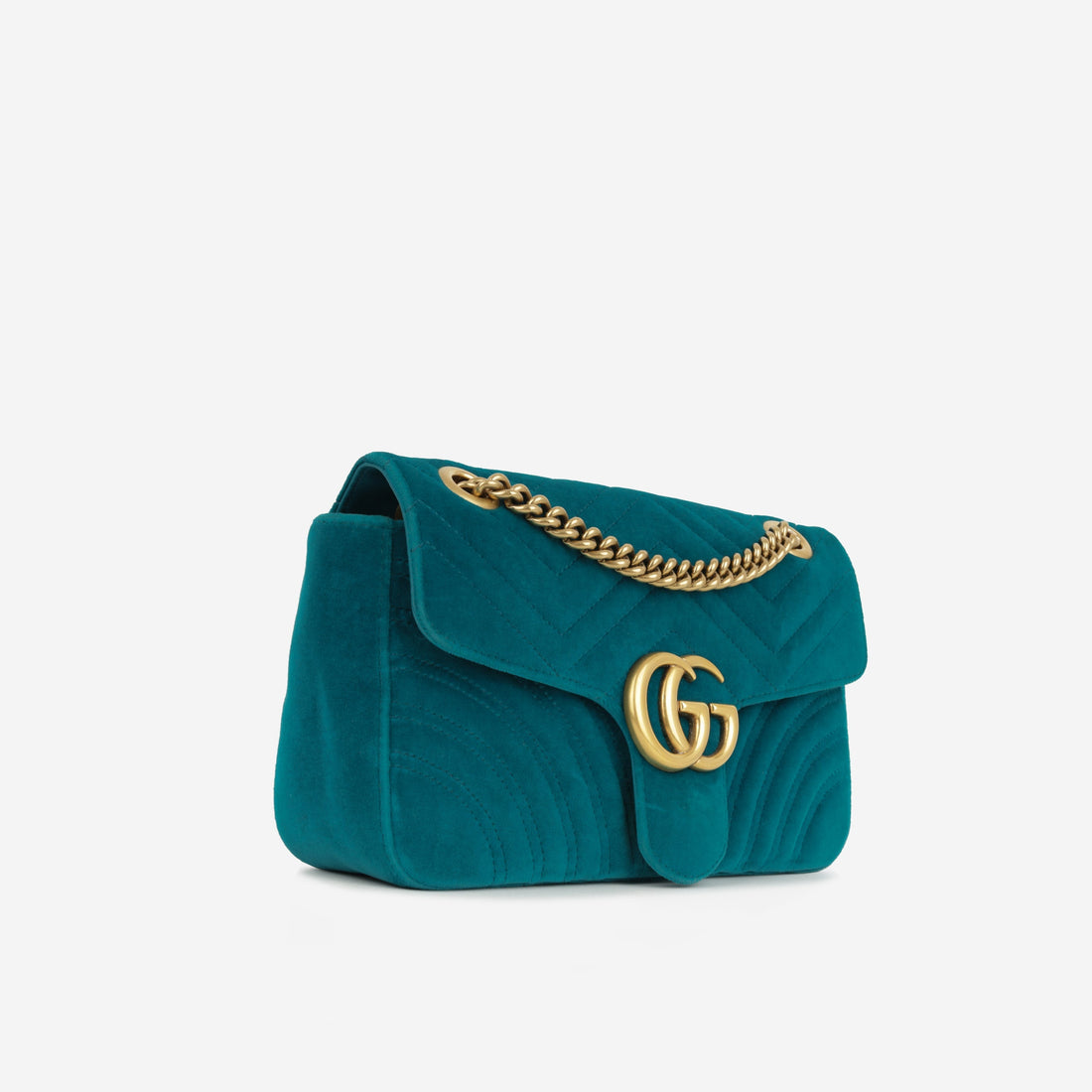 Gucci Gucci Marmont Bag Medium - Turquoise Velvet | Gold Hardware