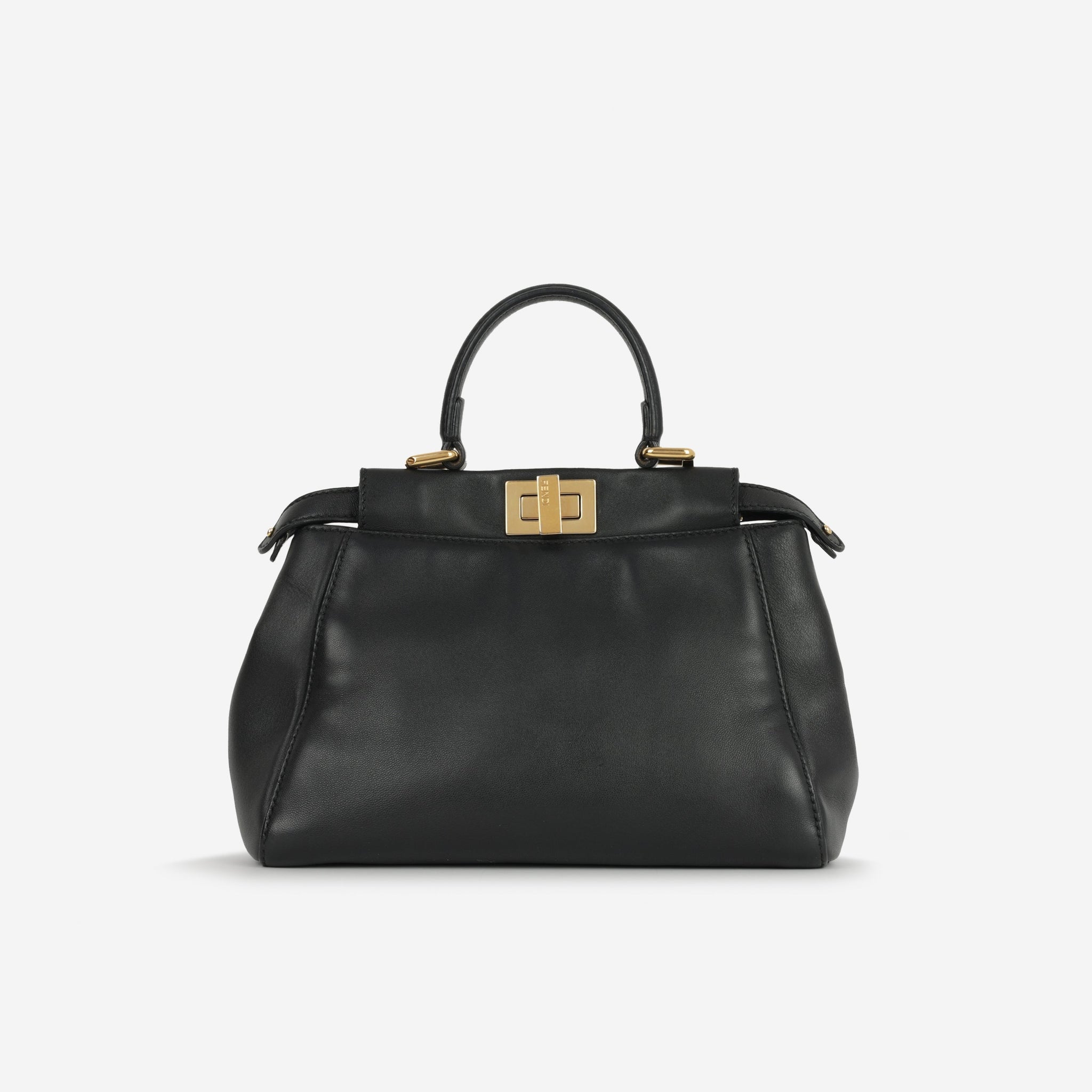 Fendi Mini Peekaboo Black Nappa Leather Gold Hardware