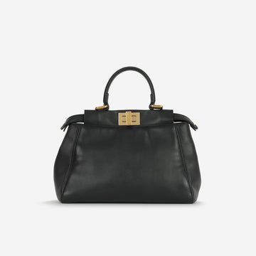Fendi Mini Peekaboo Black Nappa Leather Gold Hardware