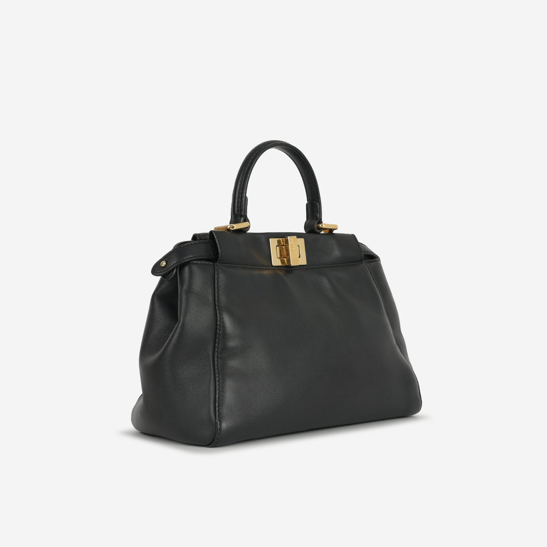 Fendi Mini Peekaboo Black Nappa Leather Gold Hardware