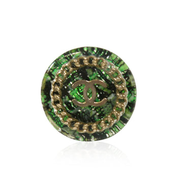 Top Quality Chanel Green Tweed Ring